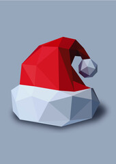 Santa Claus Cap Low Poly isolated vector