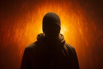  Obscured person's silhouette against a professionally lit studio background, Generative AI