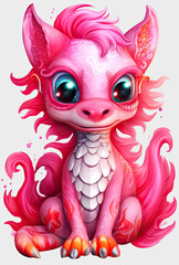 generated illustration of Beautiful pink Chinese dragon. Symbol of 2024 new year by china lunar calendar
