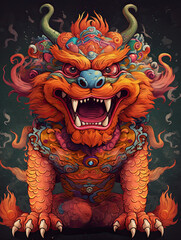 generated illustration of Chinese dragon represents prosperity and good fortune.