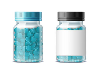 Clear Transparent Glass Medicine Bottle With Pills