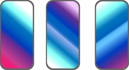 携帯端末画面イラスト青紫カラー３種