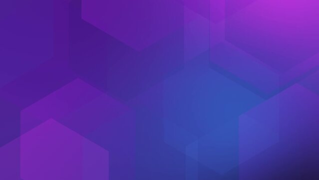 Blue and purple gradient abstract technology background with hexagon shape. Seamless loop. 4K footage