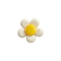 White flower, volume 3d icon, vector illustration isolated on white.