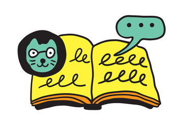 open book in vector.business icon receiving information in doodle style. linear illustration infographics. Template for logo sticker poster icon app website. Business icon series