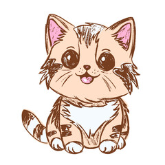 Obraz premium Cute red kitten sketch vector illustration