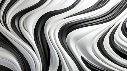 Abstract black and white background with smooth waved lines in motion, Zebra colors styled backdrop.