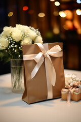 Gift box against bokeh background