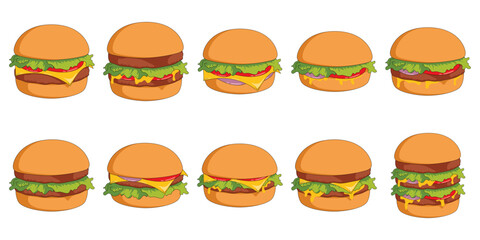 Hamburger Illustration Element Set