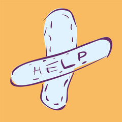 two glued patches in a flat style in vector. a call for help. image for poster sticker postcard print