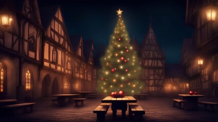 Fototapeta na wymiar christmas tree at night