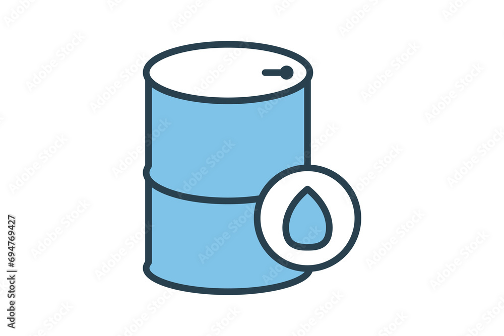 Poster oil barrel icon. icon related with energy and technological development . flat line icon style. simp