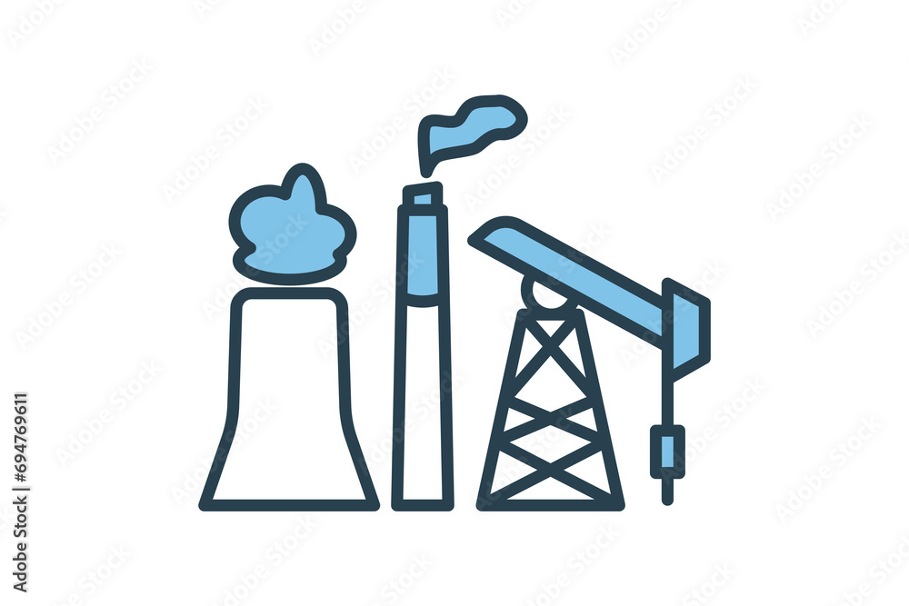 Poster fossil fuel icon. icon related with energy and technological development . flat line icon style. sim