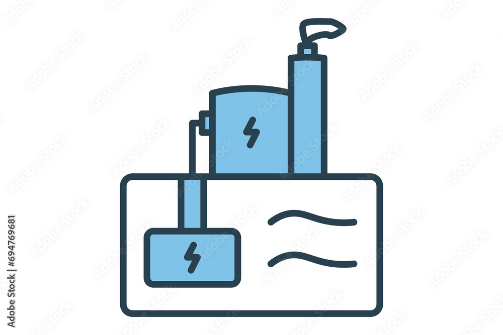 Poster geothermal icon. icon related with energy and technological development . flat line icon style. simp