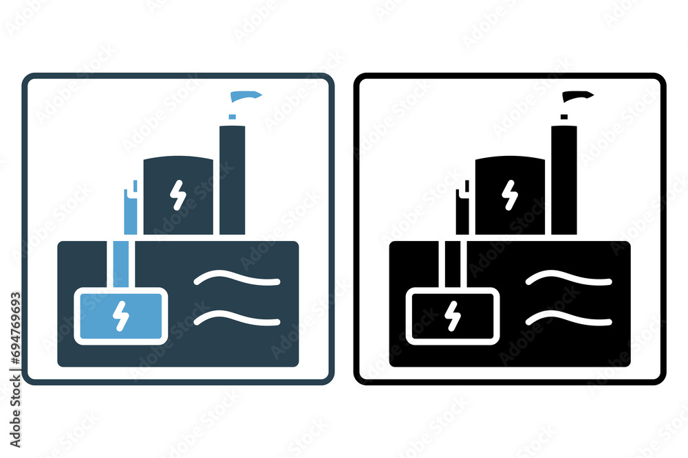Poster geothermal icon. icon related with energy and technological development . solid icon style. simple v