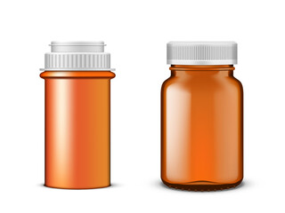 3D Orange Plastic Medicine Bottle For Drug Or Pill