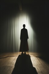 Obraz premium Anonymous figure's shadowy silhouette captured with precision in a professional studio, Generative AI