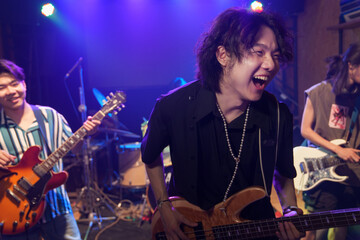 Young band performing on stage