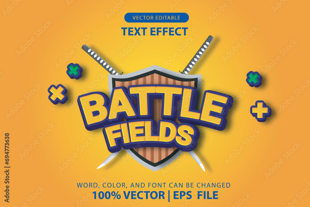 Poster 3d editable text effect game with colorful modern style defense elements for logos, headlines or ban