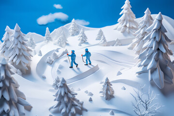 樹氷の雪山（3D）ジオラマ
