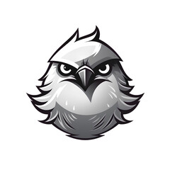 Fototapeta premium Logo cute but tough guy pigeon character. Black and white. No shading, isolated on transparent background, PNG, 300 DPI