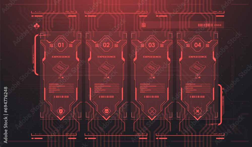 Poster sci-fi futuristic hud dashboard display virtual reality technology screen. game ui screen, abstract 