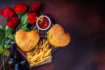 Valentine day Heart-shaped burgers
