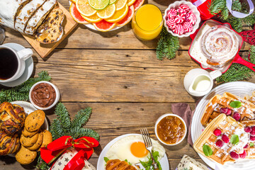 Festive Christmas morning breakfast