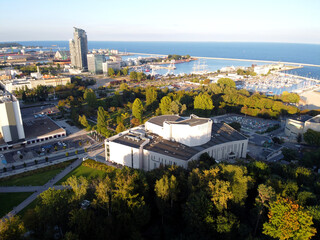 View of the harbor, port and marina in Gdynia, Poland