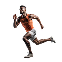 Professional running athlete in a running pose, isolated on transparent background, PNG, 300 DPI - obrazy, fototapety, plakaty