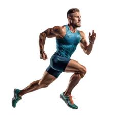 Rolgordijnen Professional running athlete in a running pose, isolated on transparent background, PNG, 300 DPI © AnniePatt
