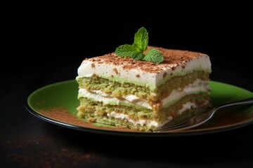 Variation of traditional italian dessert tiramisu with mint