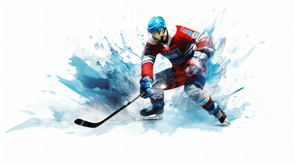 Ice Hockey Illustration on White Background