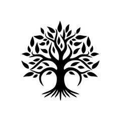 Simple Black, Tree logo, isolated on transparent background , PNG, 300 DPI
