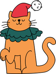 Christmas doodle elements. Cute fanny Christmas cats. Meowy Christmas. Simple Xmas designs. Holiday decorations elements.