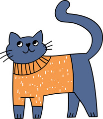 Christmas doodle elements. Cute fanny Christmas cats. Meowy Christmas. Simple Xmas designs. Holiday decorations elements.