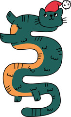 Christmas doodle elements. Cute fanny Christmas cats. Meowy Christmas. Simple Xmas designs. Holiday decorations elements.