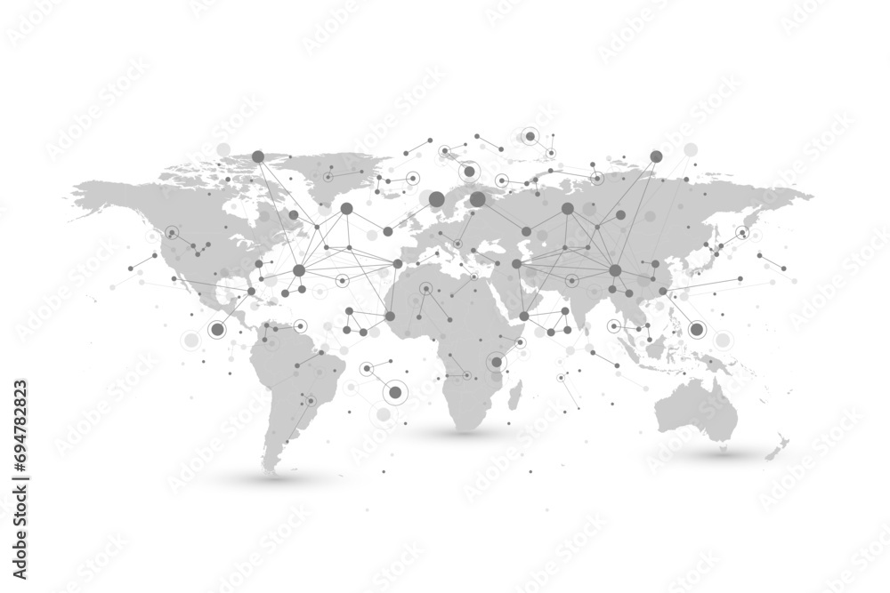 Poster Global network connection banner design template. Header social network communication in the global business concept. Big data visualization. Internet technology
