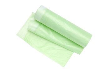 PNG, Roll of green trash bag, isolated on white background