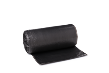 PNG, Roll of black garbage bags, isolated on white background