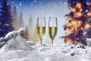 Foto op Aluminium Winter background of snow and frost and empty space for your decoration.  © magdal3na