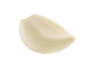 One peeled clove of garlic isolated on white