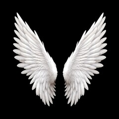 Fototapeta premium white angel wing on gray or black background for designer graphic stock photo