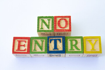 The phrase no entry visually displayed on a clear background with copy space