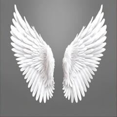 Fototapeta premium white angel wing on gray or black background for designer graphic stock photo