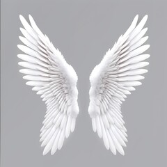 Fototapeta premium white angel wing on gray or black background for designer graphic stock photo
