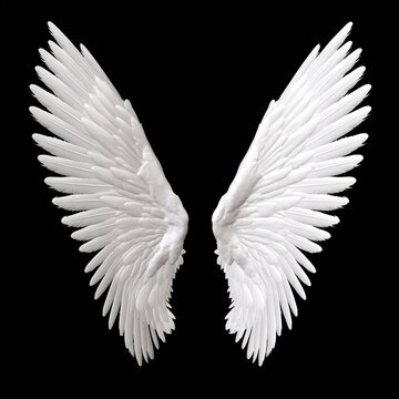 white angel wing  on gray or black background for designer graphic stock photo