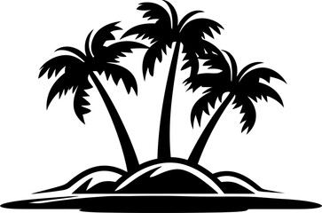 Tropical island silhouette icon in black color. Vector template for laser cutting wall art. - obrazy, fototapety, plakaty