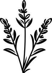 Lavender silhouette icon in black color. Vector template design for laser cutting wall art.