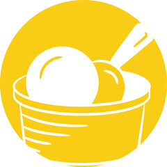Ice Cream Hand Drawn in Yellow Button
